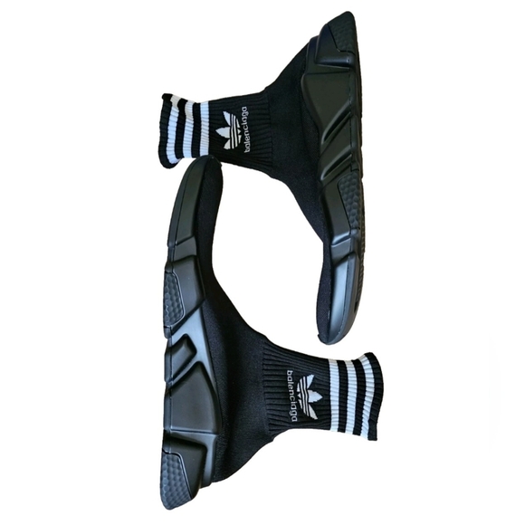 Balenciaga x Adidas 9 42 Black Speed Trainer Sneaker Runner Track Sock White BB - Picture 7 of 11